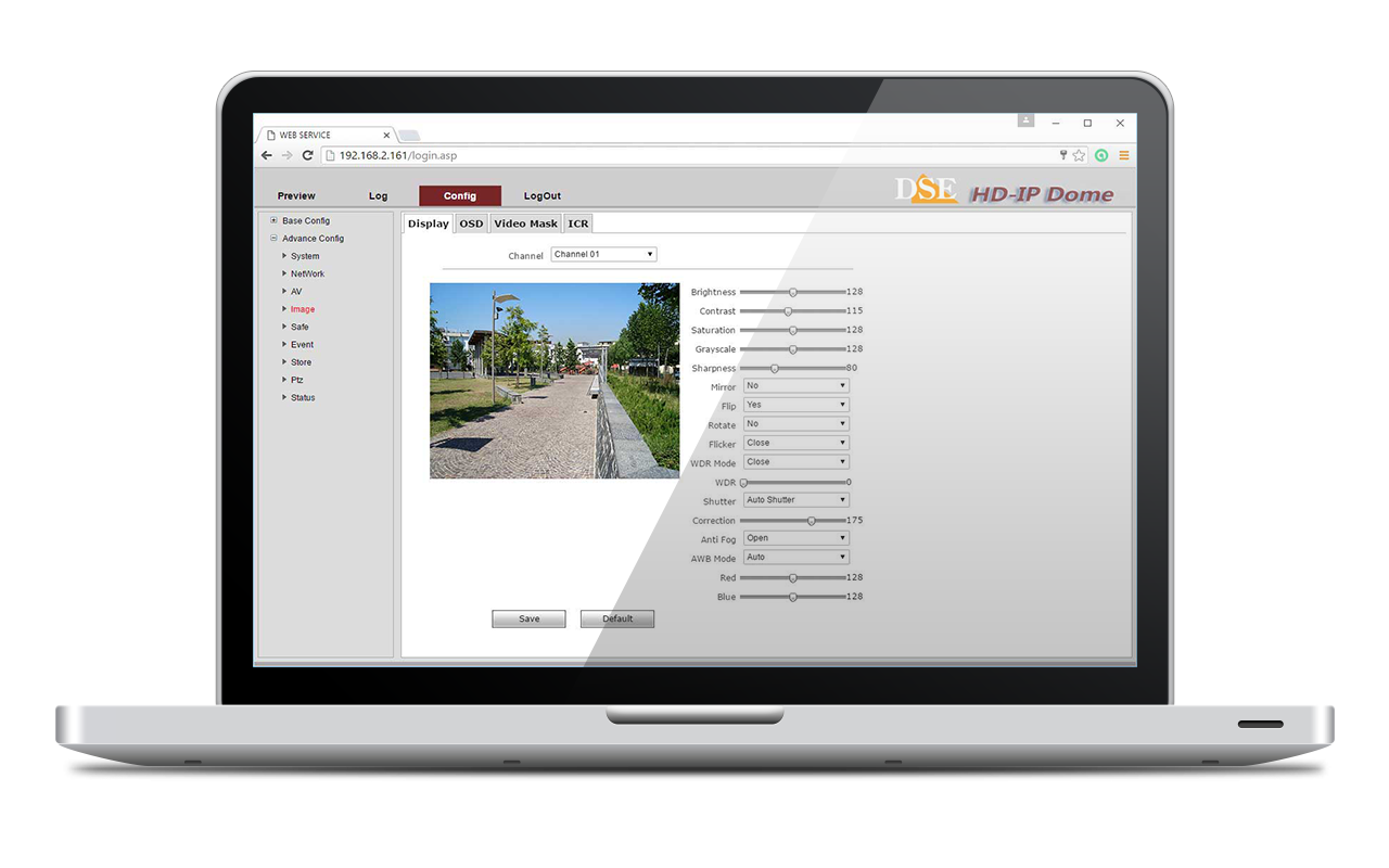 IP camera control via browser